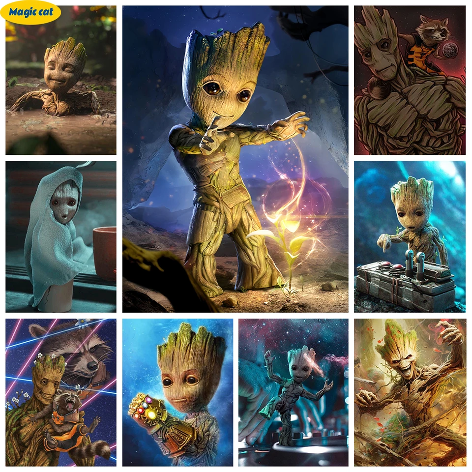 Groot 5D Diamond Painting Mosaic Marvel superhrdina ručne vyrábaný diamant vyšíva