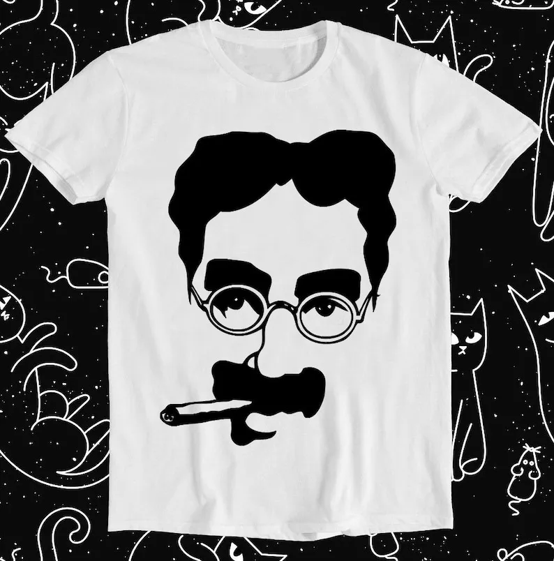 Groucho Marx Autograph Brothers Chico Harpo Duck Soup Retro Funny Meme Gift Tee T košeľa 1254