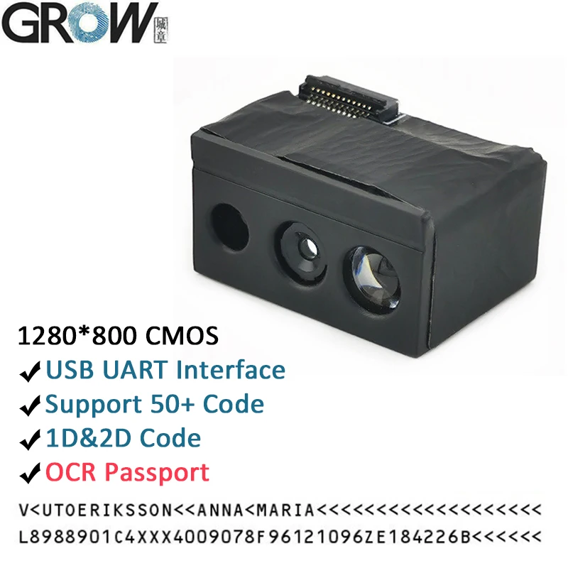 Grow GM69PRO-S 1280*800CMOS OCR/1D/2D modul skenera čiarového kódu USB UART Interface QR kódový kód Čítač Čítanie OCR Passport OCR Passport OCR Passport OCR