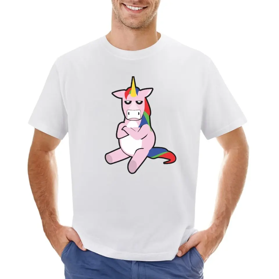 Grump Unicorn Tričko anime oblečenie s krátkym rukávom TEE pre chlapca plus veľkosť vrcholov pánske tričko
