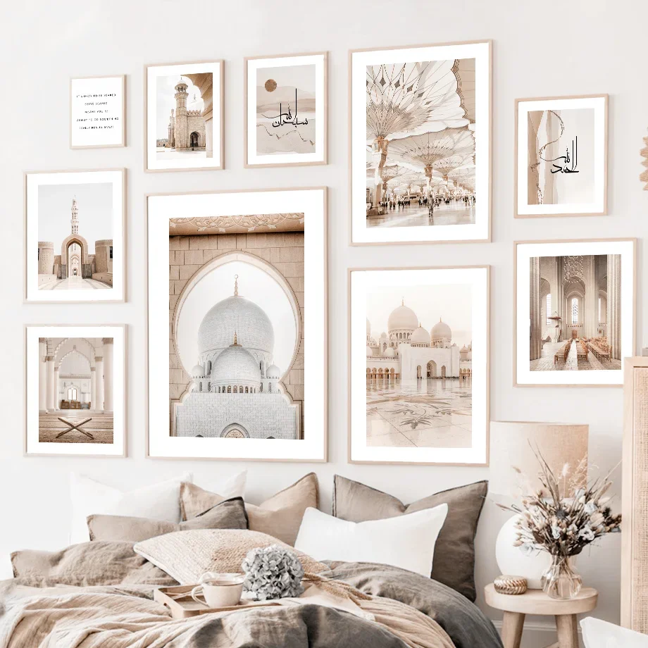 Grundtvig's Church Medina Oman Sheikh Zayed mešita Islam Art Canvas Painting Plagáty výtlačky Wall Fotografie pre dekoráciu obývacej izby