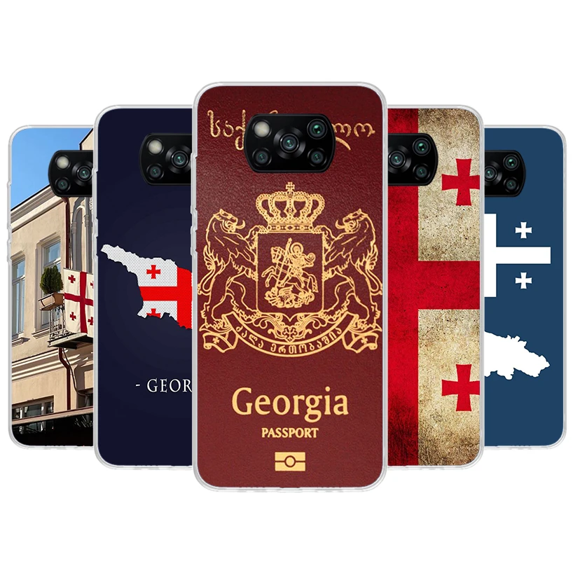 Gruzínsko vlajkové puzdro pre Xiaomi POCO x6 x5 x4 x3 NFC F6 F5 Pro F4 GT F3 F2 F1 M5S M4 M3 5G Fundas Soft Shop pre Xiaomi POCO