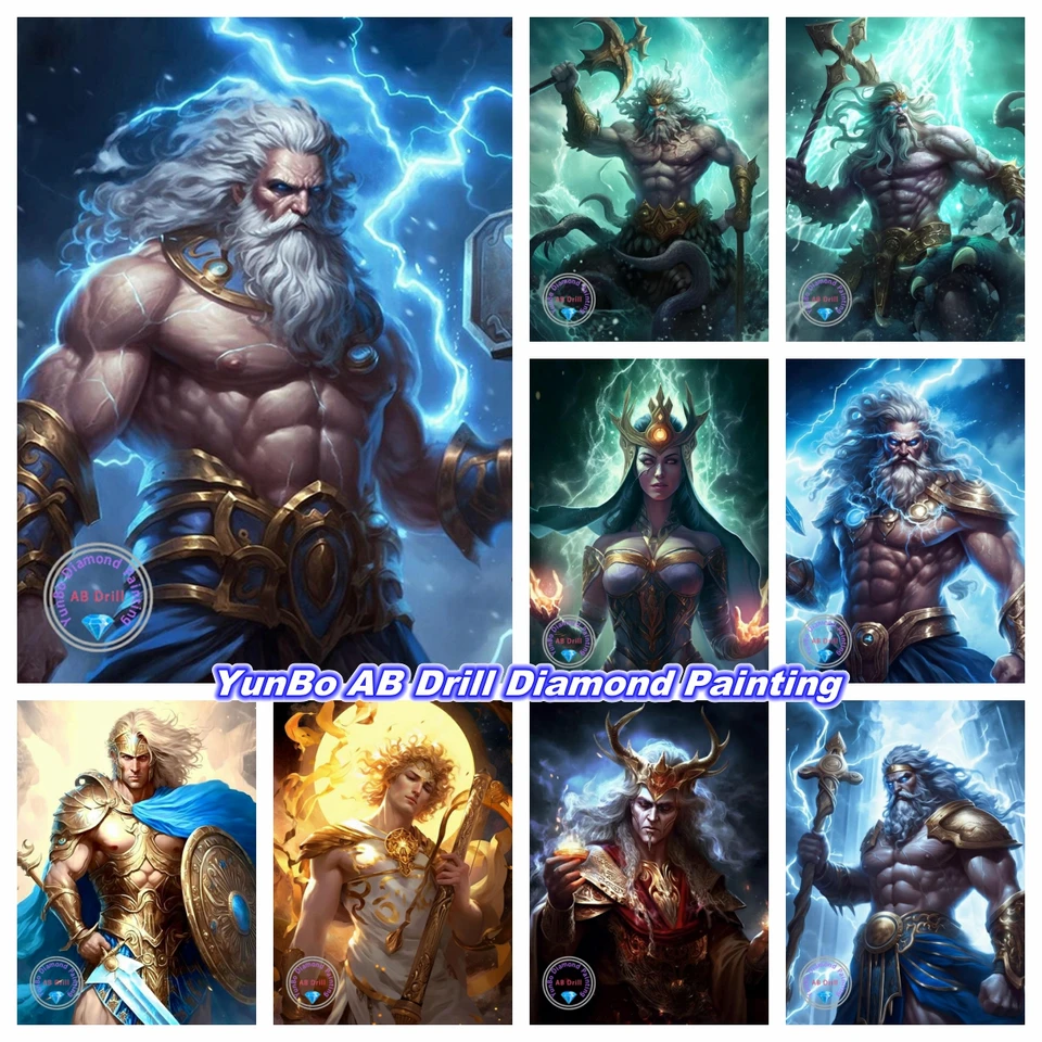 Grécka mytológia Boh 5d DIY AB Diamond Painting Plné vŕtačky mozaika fantasy umenie Zeus Apollo krížový steh sit