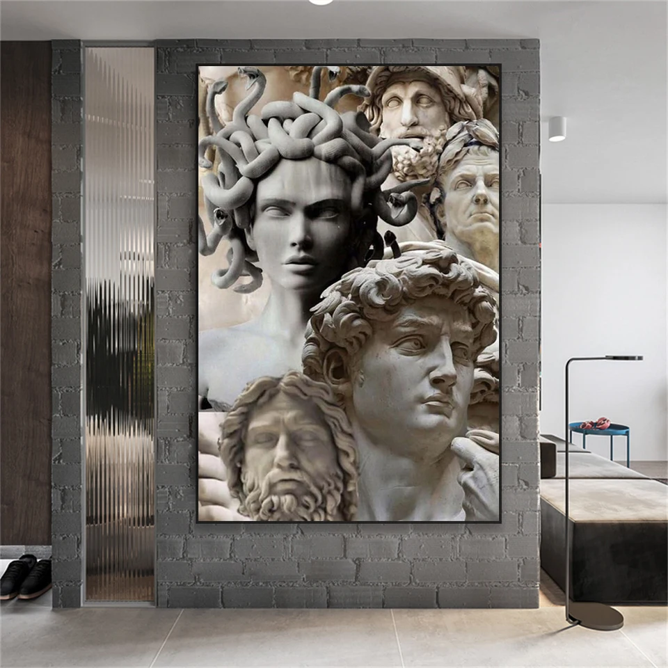Grécka mytológia Zeus Boh plagát Abstraktné umelecké sochárske plátno maľba čiernobiele výtlačky Galéria Picture Gallery Domáca dekorácia