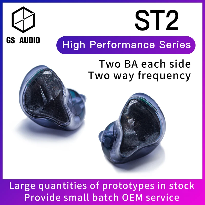 GS Audio ST2 2BA Hybridný ovládač HIFI in-Zemstratyearphones s 0,78 2pin IEMS pre audiofilov hudobník OEM ODM