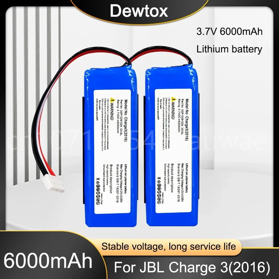 GSP1029102A Nabíjateľná lítiová batéria 3,7 V 6000 mAh Výmena za JBL nabíjanie 3 2016 Verzia nabíjanie 3 reproduktorové batérie