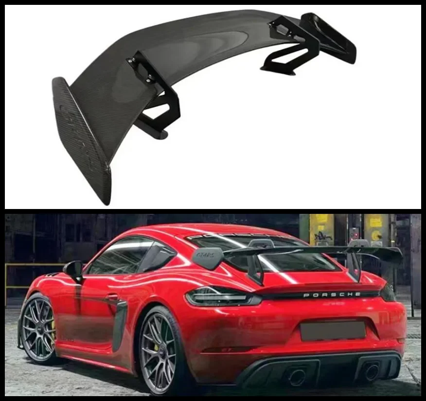 GT GT4 RS STYLE Skutočné uhlíkové vlákno zadné krídlo kufra pery pre Porsche 981 718 918 987 Cayman Boxster 2013