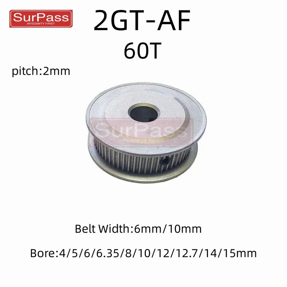 GT2/2GT Počet zubov 60T Časová kladka Bore 4/5/6/6,35/8/10/12/12,7/14/15 mm pre šírku pásu: 6 mm/10 mm časovací pás