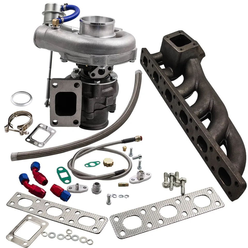 GT35 GT30 T04E T3 Turbo Charger+WG Oil Feed+Odtokové potrubie Výfukové potrubie pre BMW E36 E46 320I 320CI M52TUB20 6 Valc