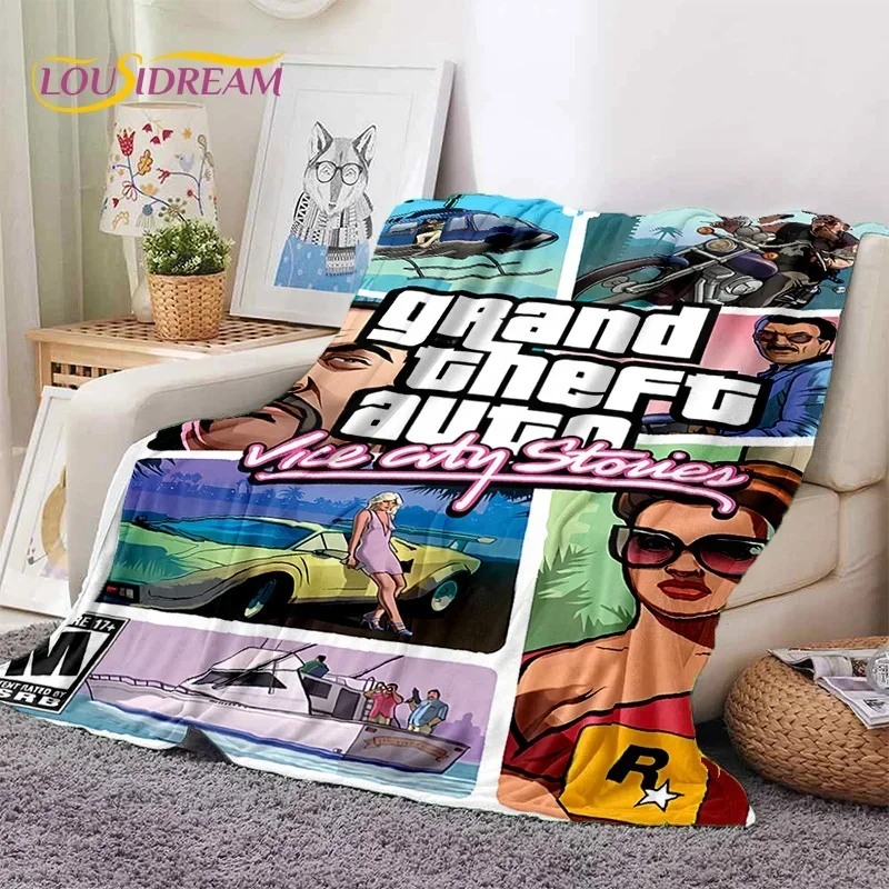 GTA Game Grand Theft Automatický hráč Soft flanel prikrývka pre postele spálňa pohovka piknik, hodte prikrývku na kryt vonku darček pre voľný čas