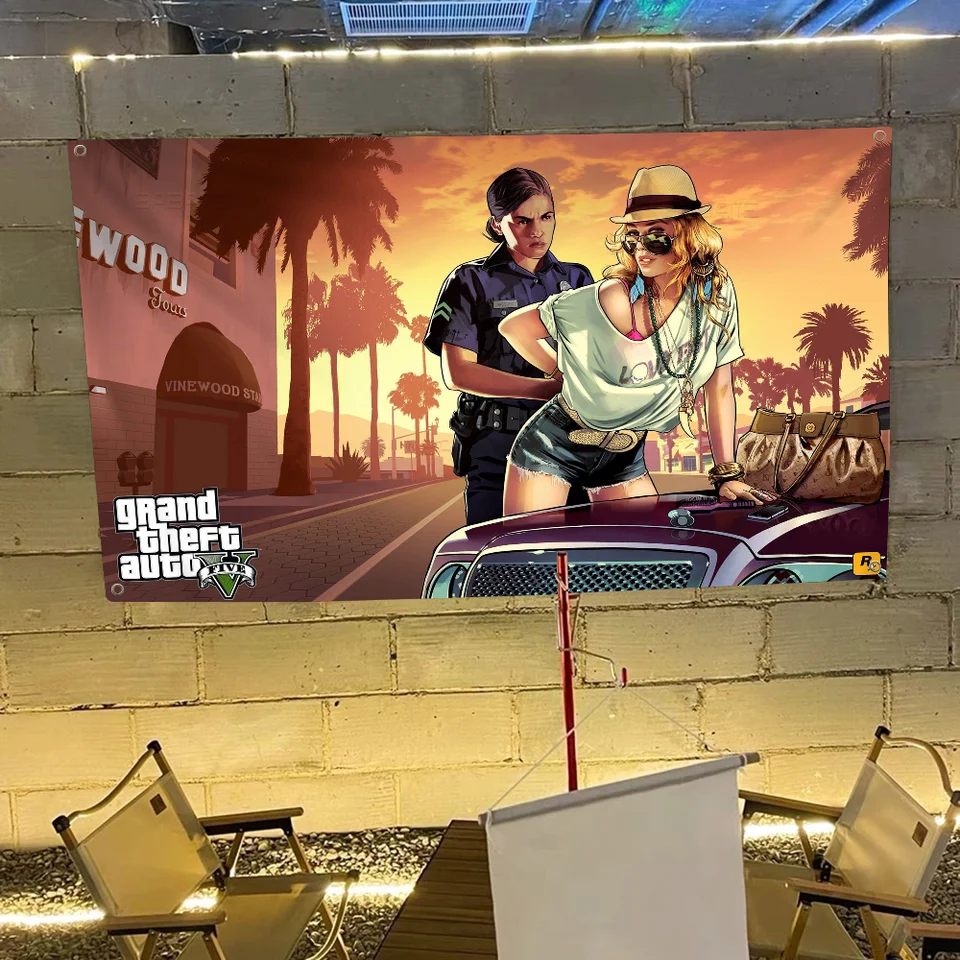 GTA Grand Theft Auto Games Gamer Banner Art Art Tlač japonskej nástennej vlajky anime stena zavesenie domáceho dekoru