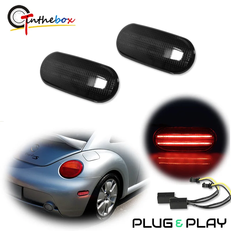 Gtinthebox červené / biele LED auto zadný nárazník Parkovacie svetlá pre Volkswagen Beetle 1998-2005 Fender Sidemarker Lights