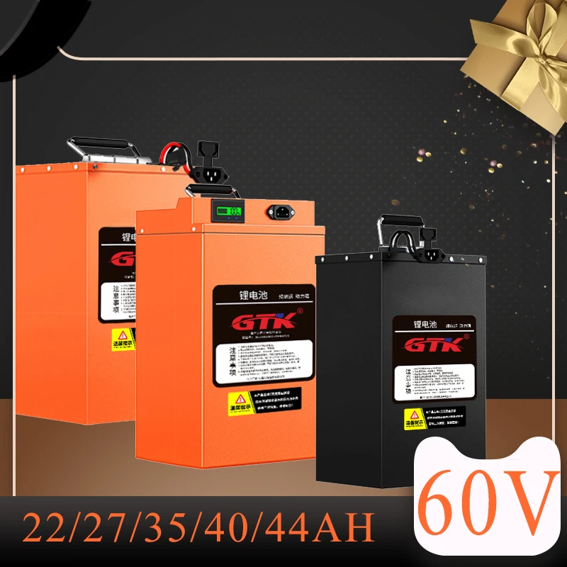 GTK lítium-iónová batéria 60V 22AH 27AH 35AH 40AH 44AH LI-ION s BMS Bluetooth App 1200W-2500W E Bike Pedal Snow Beach Vozidlo