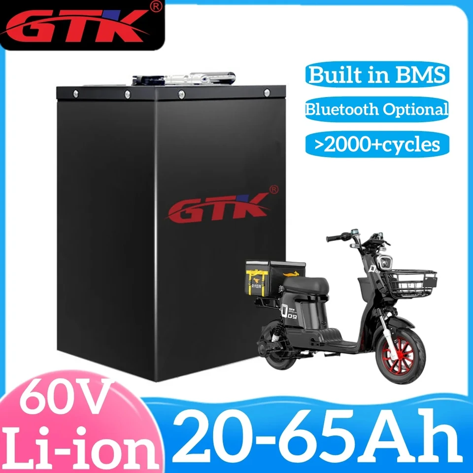 GTK Nabíjateľné 60V 20AH 30AH 40AH 45AH 55AH 60AH 65AH lítium -iónovej batérie pre 1800 W RICKSHAW MOTORYCLE TRICKLE TWOPLE