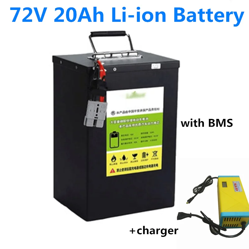 GTK Vysoko kvalitná batéria esocoter 72V 20AH lítium -iónovej batérie s BMS pre motorový motocyklový skúter+ 84V 5A nabíjačka