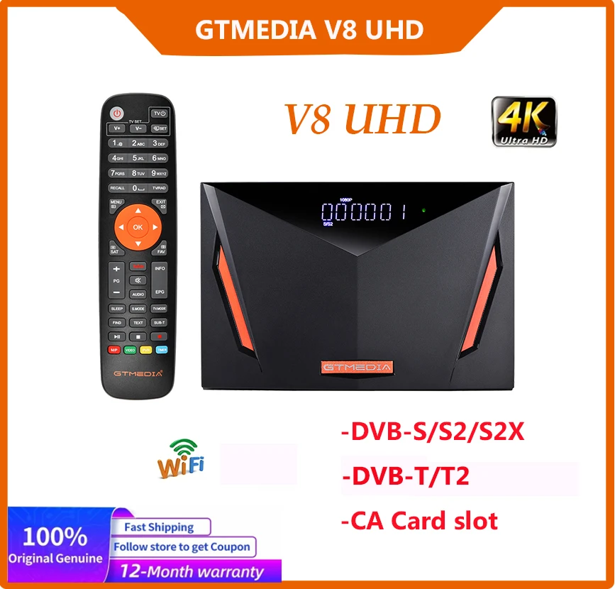 GTMEDIA V8 UHD 4K Satellite TV prijímač DVB-S DVB-S2 DVB-T DVB-T2 ATSC-C Free-TO-Air Satellite TV & Radio Channels Programy FTA FTA