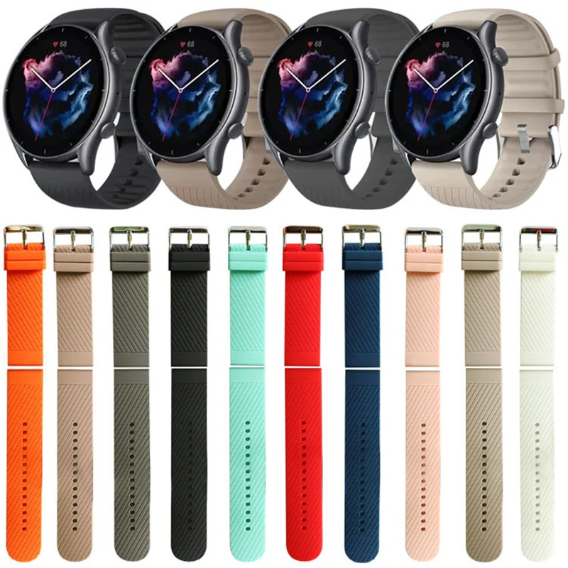 GTR3 Silikónový popruh pre AmazFit GTR 3 Pro/GTR 4 2 2 2e Smartwatch 22 mm náramok pre AmazFit Pace/Stratos 2S 3 Correa GTR 47MM pásmo pásma