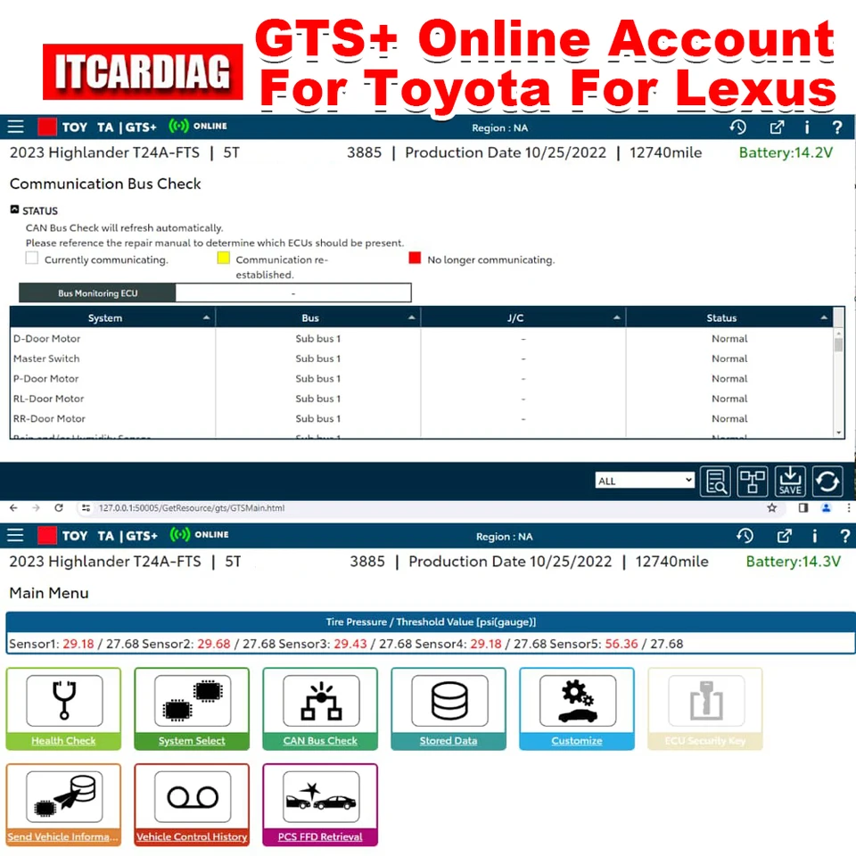 GTS+ online účet pre GTS+ Agent Lite Software pre Toyota USA pre Lexus Diagnostic Scaner Global Techstream+ Práca s J2534