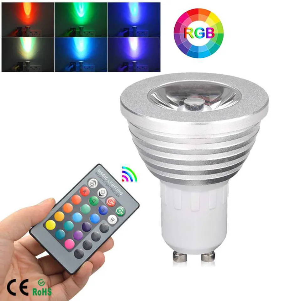 GU10 85-265V LED RGB Spotlight žiarovky 5W diaľkové ovládanie domácej dekorácie Color Holiday RGB osvetlenie+diaľkové ovládanie