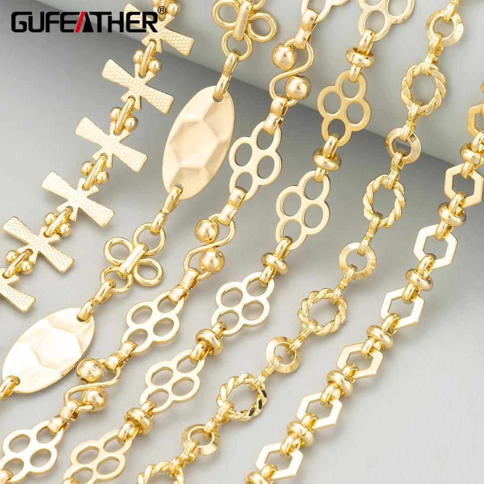 Gufeather, 1m/lot, C413, reťaz, 18k zlaté ródium, meď, bez niklu, ručne vyrobené, kúzla, výroba šperkov, náhrdelník s náramkami pre domácich majstrov