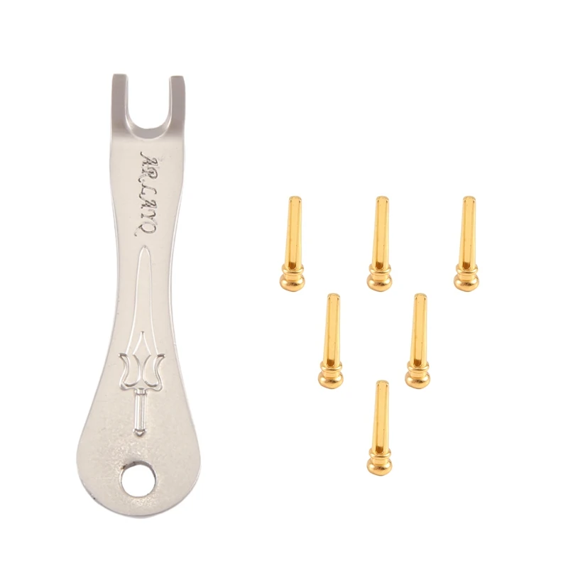 Guitar Bridge Pins 6pcs Brass Endpin pre akustickú gitaru s gitarovým mostovým pinom sťahovák