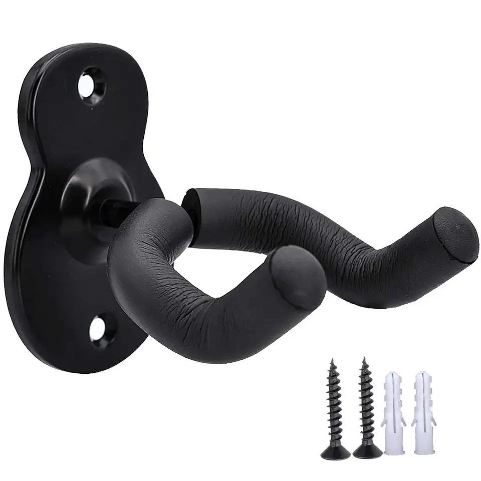 Guitar Wall Mount Hák Ackustic Electric Bass Guitar Wall Hook Hanger Čierny kovový držiak vešiak