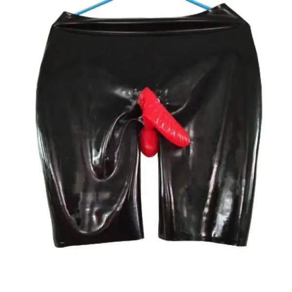 Gumber 100% čistý latexový gumový boxer šortky/nohavice spodky tesné čierne a červené