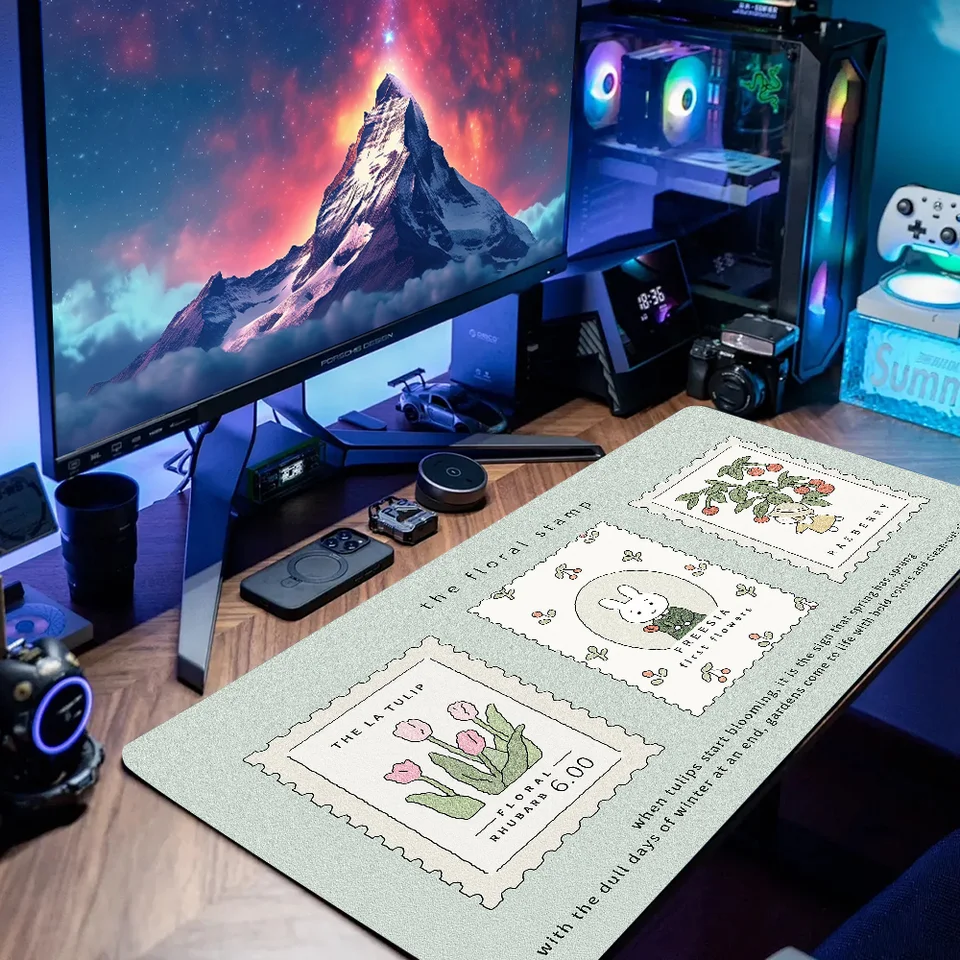 Gumová expanzná podložka Kawaii Rabbit Aditabilný anti-sklip stôl mat kawait almofada teclado trvanlivé myš