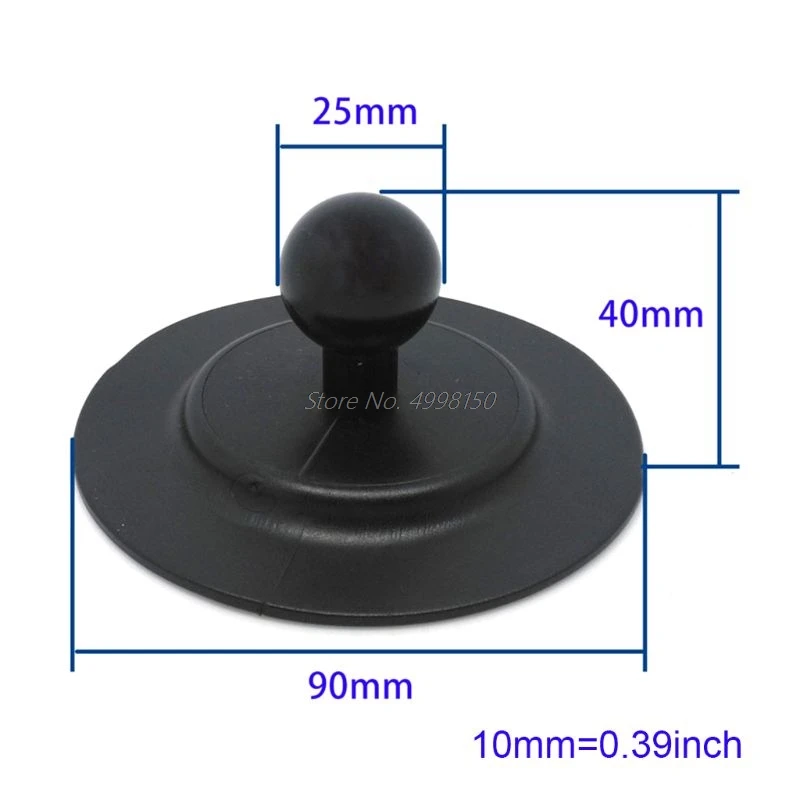 Gumová guľová hlava Mount Car Dashboard Suct Cup Round Plate s lepiacou páskou pre držiaky RAM pre smartfóny fotoaparátu GoPro GPS