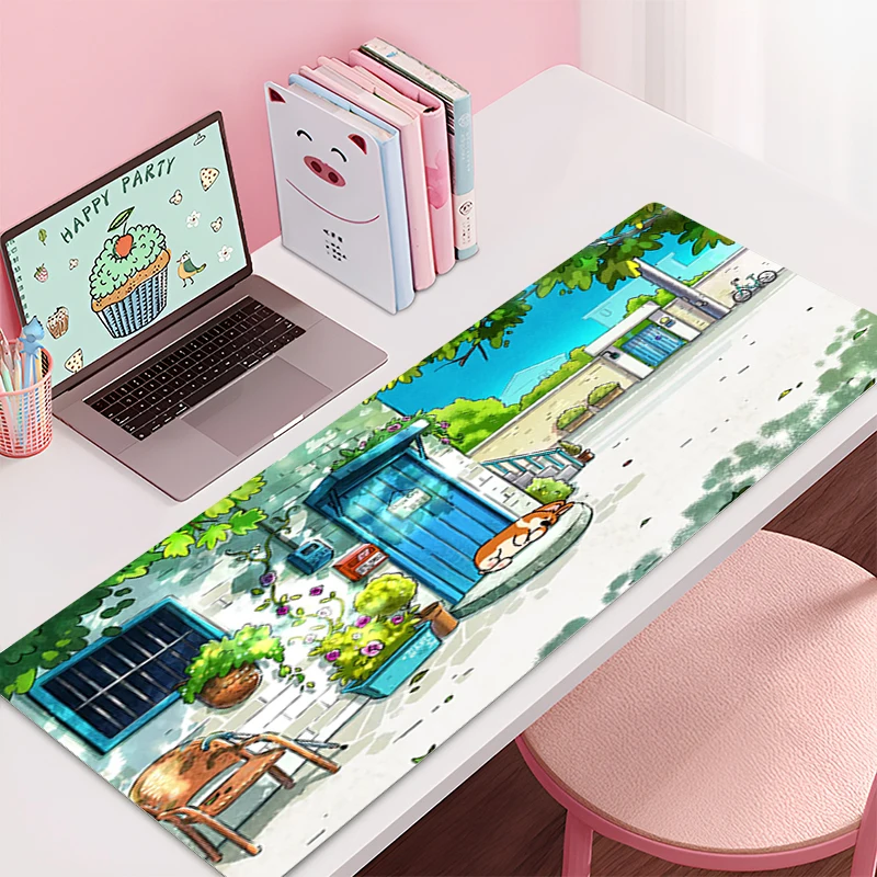 Gumová myš Pad Kawaii Non-Slip Desk Mat Cute Large Gaming MousePad Doggie Corgi Gamer HD tlač na myš