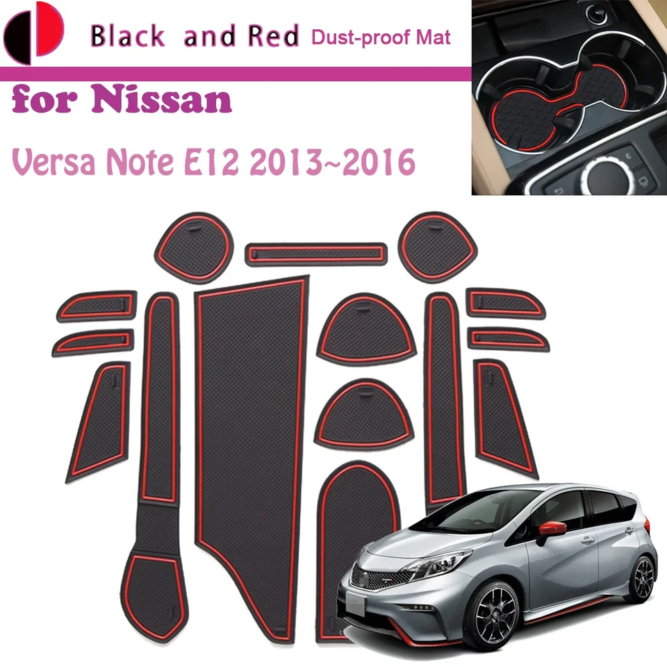 Gumové dvere drážky podložka pre nissan versa note nismo e12 ne12 e-Power 2013 ~ 2016 Cushion Gate Storage Slot Coaster Automatické