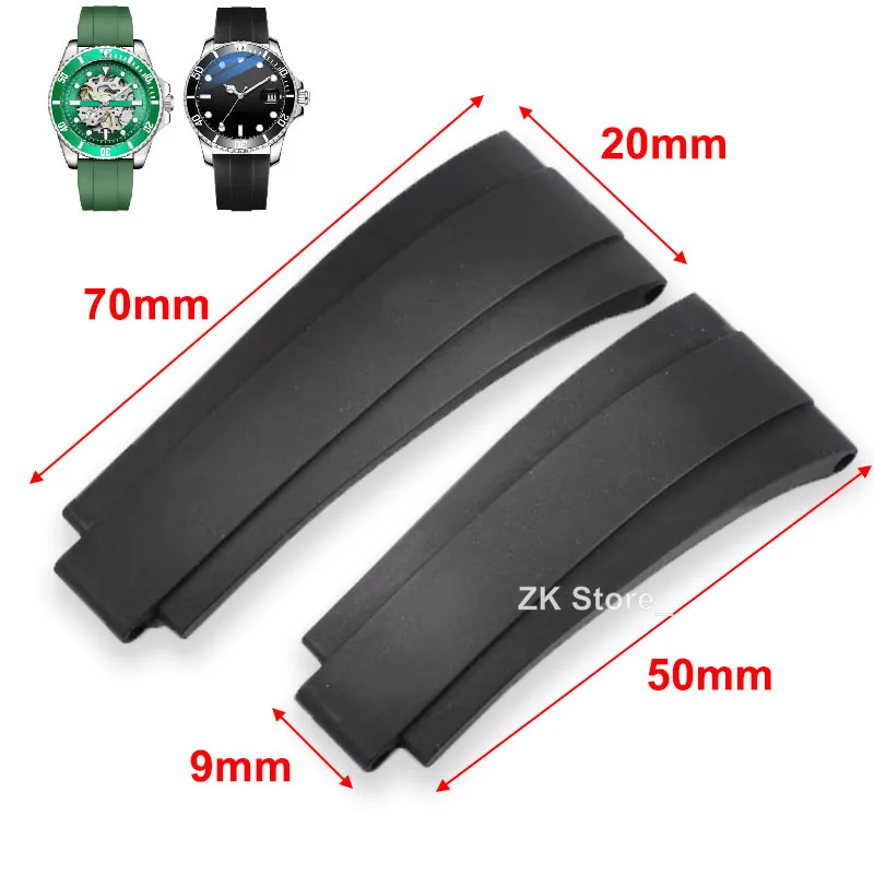 Gumové hodinky Remesia 20 mm pre Rolex Submariner Dátum Náhradné luxusné náramkové pásové silikónové hodinky pre mužov Športové náramok