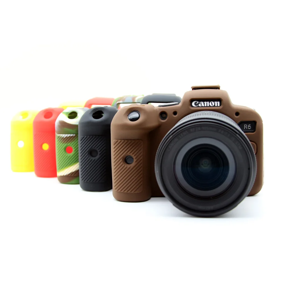 Gumový kremíkový obal na puzdro Bany Cover Body Cover Ochranca Rám pre Canon EOS R6 bez zrkadlovej kamery s ochranou videa vrecka