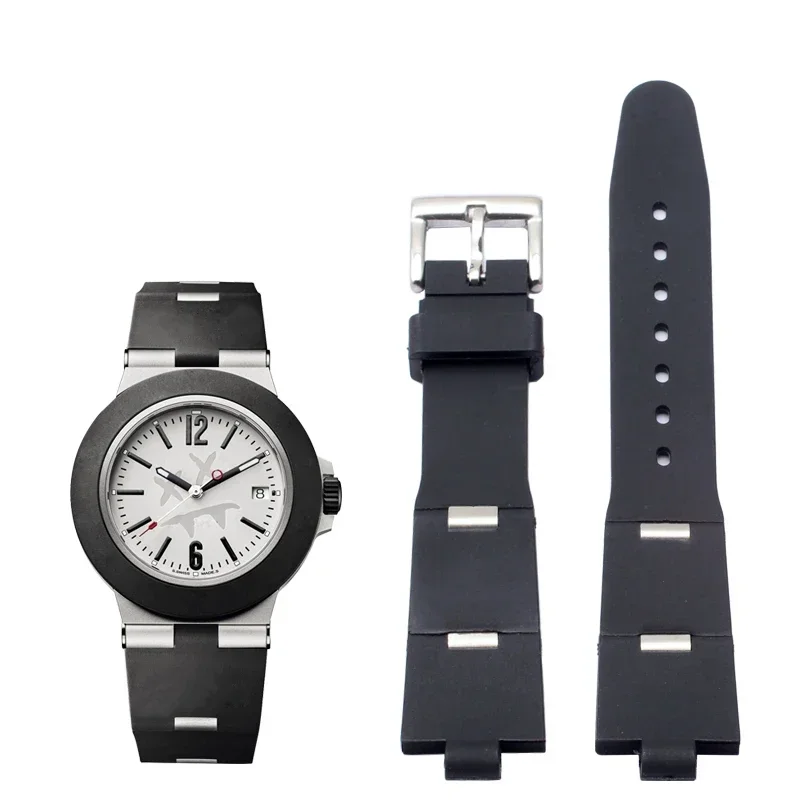 Gumový silikónový remienok pre bvlgari hodinky s popruhom s Notch 22x8 24x8mm DP42C14SVDGMT Men's a Dámsky čierny náramok
