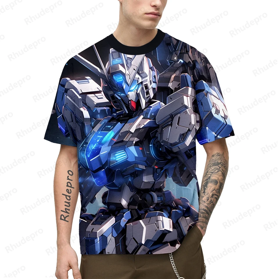 Gundam Model T košeľa pre mužov Vytlačené tričko Anime Cosplay Cosplay Detský trend Pánsky trend letný nadmerne kvalitný vysoko kvalitný móda Y2K