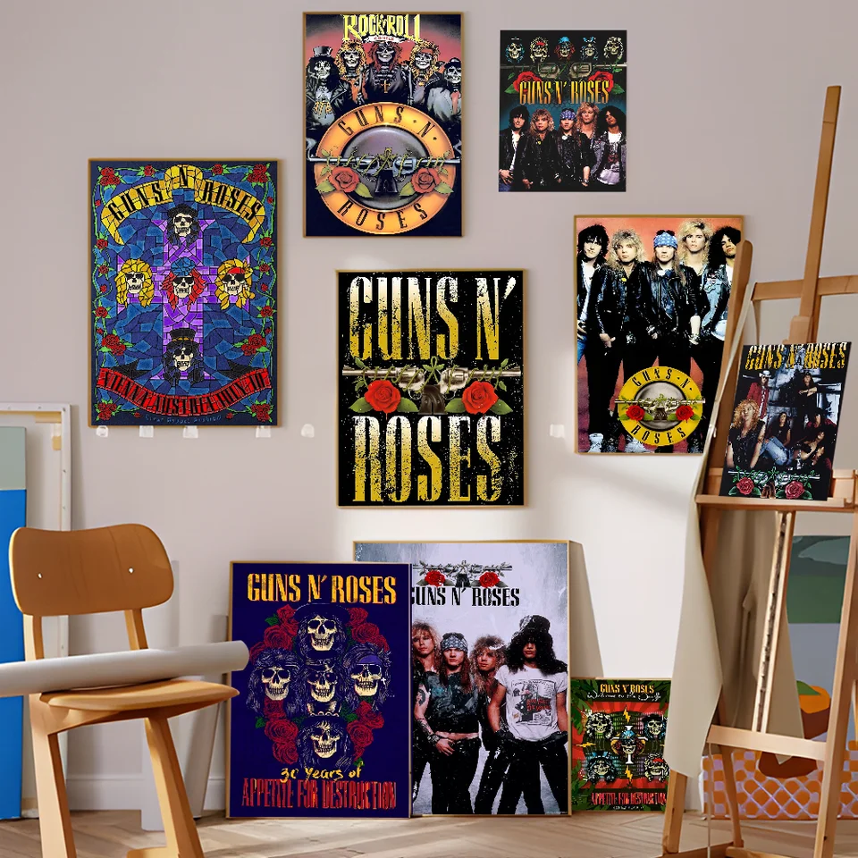 Guns n Roses Rock Band Classic Vintage Plagáty Vintage Room Home Bar Cafe Decor Nordic Home Decor