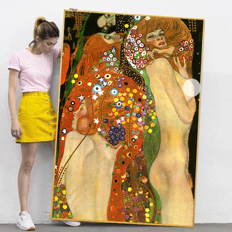 Gustav Klimt Abstraktné plátno umelecké maľba Reprodukcie na plátne voda hady hady ii nástenné umelecké obrázky spálňa domov dekor