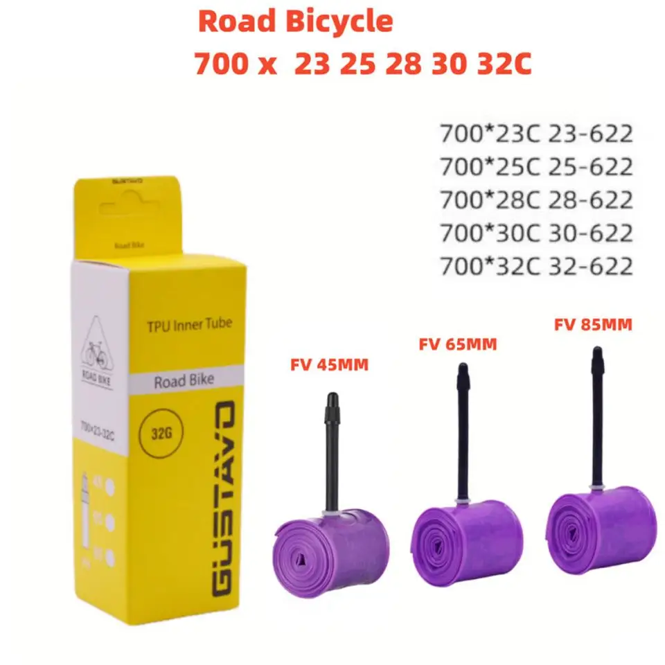 Gustavo TPU Bicykel Vnútorná trubica 700C 700x23 25 28 32C Cestné svetlo 45 fv bicykel 65 Super dĺžka trubíc 85 mm pneumatika W5F6
