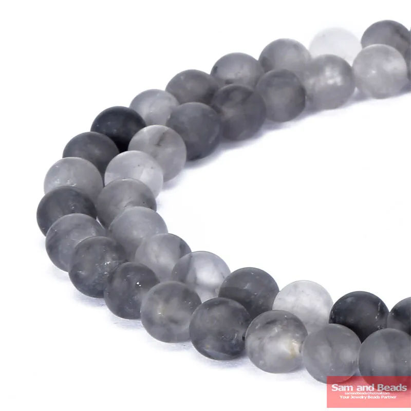 Guľôčky z prírodného kameňa tupé poľské poľské matné šedé oblačno korálky 4-12 mm pre kutilové šperky výroby náhrdelníkových náramkov Mgqb01