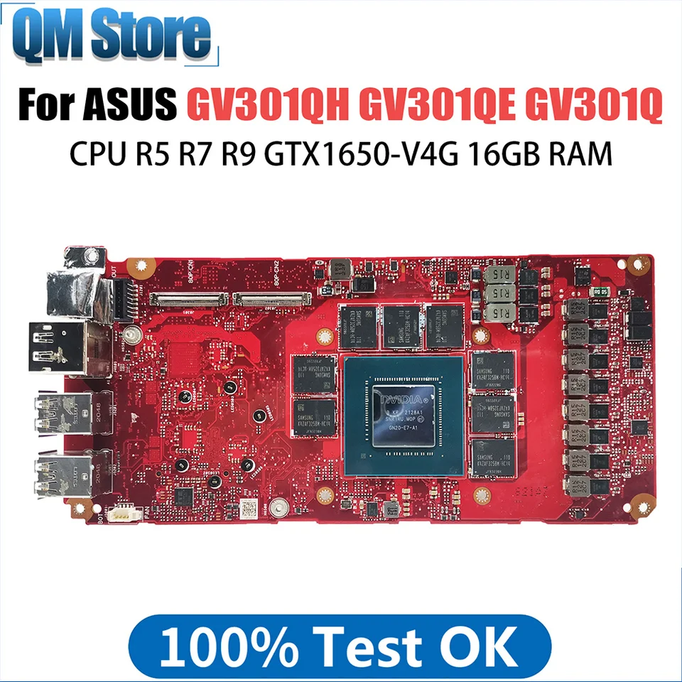 GV301QH LAPTOP základná doska pre ROG Flow X13 GV301QE GV301Q NOHLOBOBLOBOBLOBOR S MAINBOARD s R7 CPU GTX1650 V4G 16 GB RAM RAM