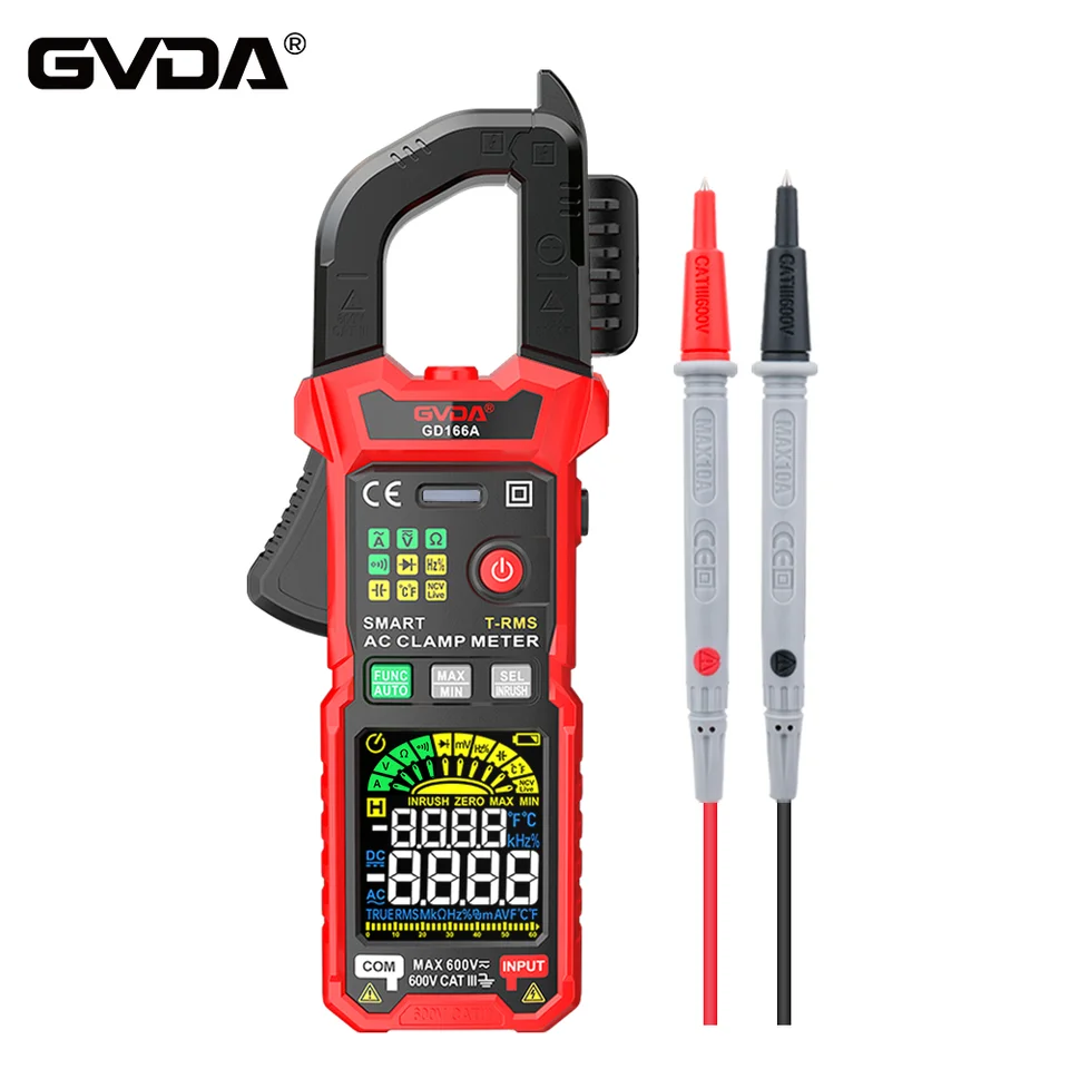 GVDA Digitálny sponkový meter Multimeter automatický rozsah True RMS NCV DC AC napätie Inrush prúdový tester Tester Automatický voltmeter