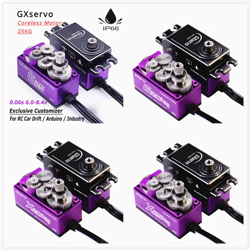 Gxservo vysokorýchlostné napätie oceľové prevodové kolesá Waterless Coodeless nízky profil servo rc drift automobilu Arduino robot priemysel 20 kg 25 kg