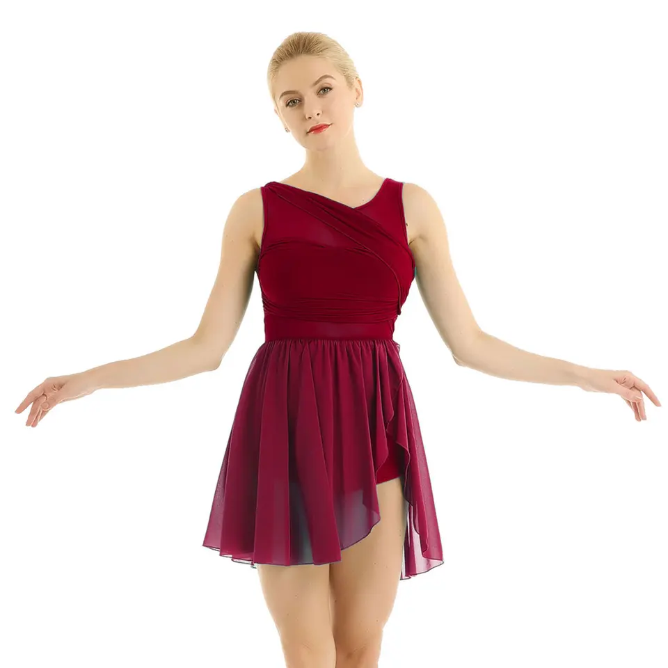 Gymnastika Leotard balet Lyrické tanečné šaty pre ženy dospelý baletný balet tesný kombinéza šaty súčasný tanečný kostým