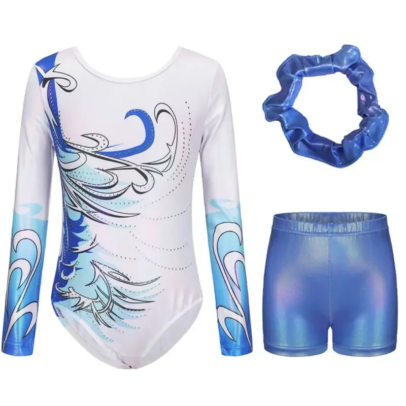 Gymnastika pre deti Gymnastika s dlhým rukávom Dance Dance Biketards s kraťasom Balet Tumbling Outfit