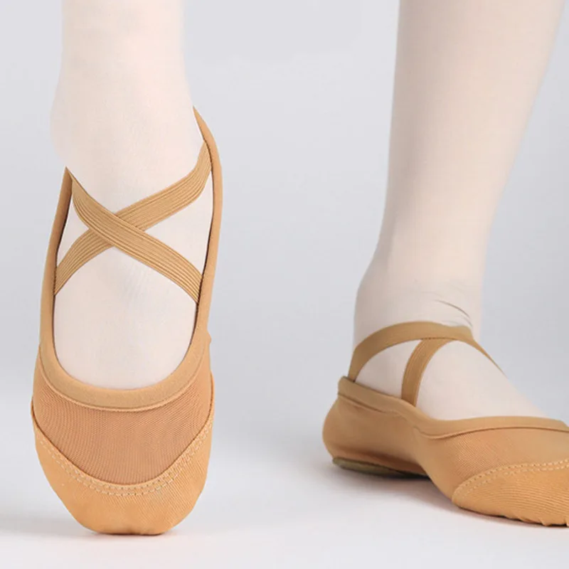 Gymnastika topánky Dámske baletné tanečné topánky elastické mriežkové plátno Practive Soft Sol Shoes