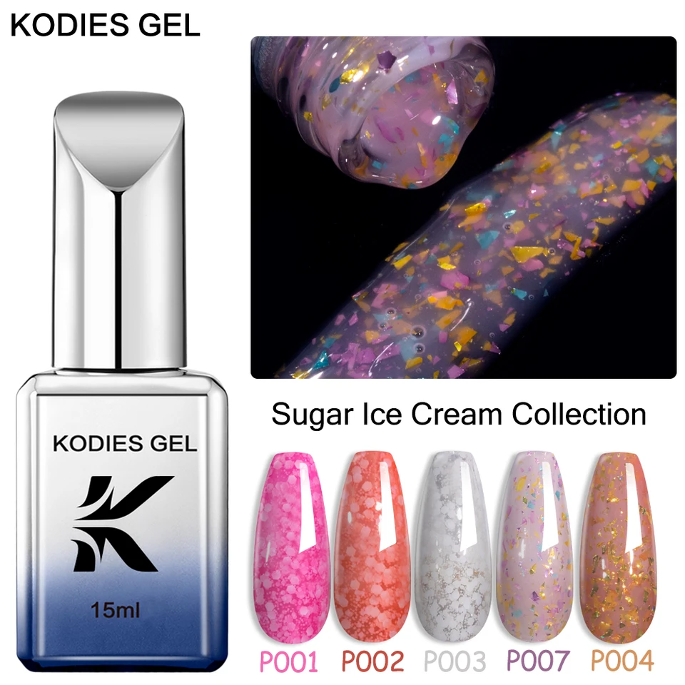Gélové trblietky Gel Glitter Base Gel lak na nechty 15 ml bieleho krémového vločky Semi trvalé UV maľovanie gélcolor paillettes ManCiure Lecnish