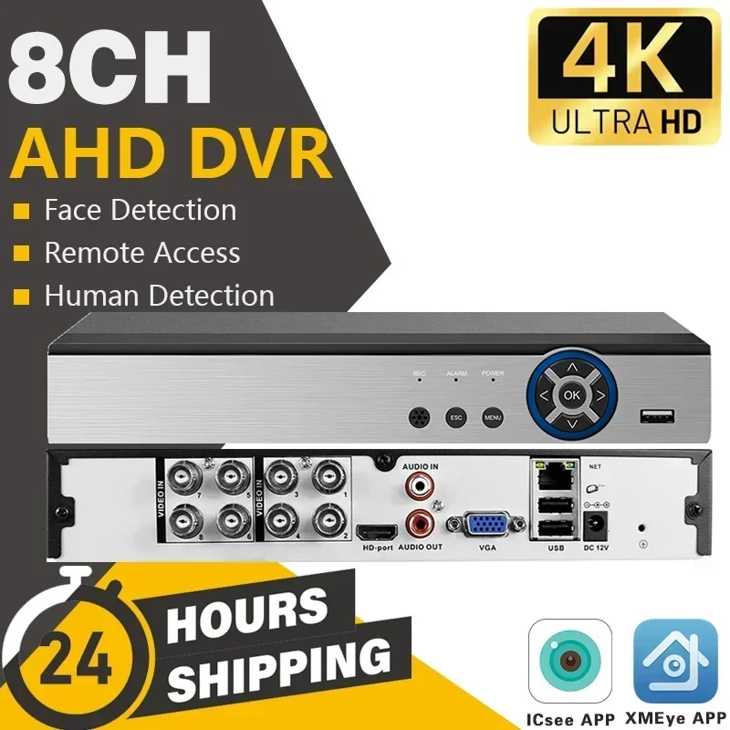 H.265 CCTV DVR Hybrid 8ch 4K 8MP 6 v 1 Ahd CVI TVI CVBS 8.0MP Zabezpečenie DVR NVR pre AHD Camera Camera Analog Camera Xmeye