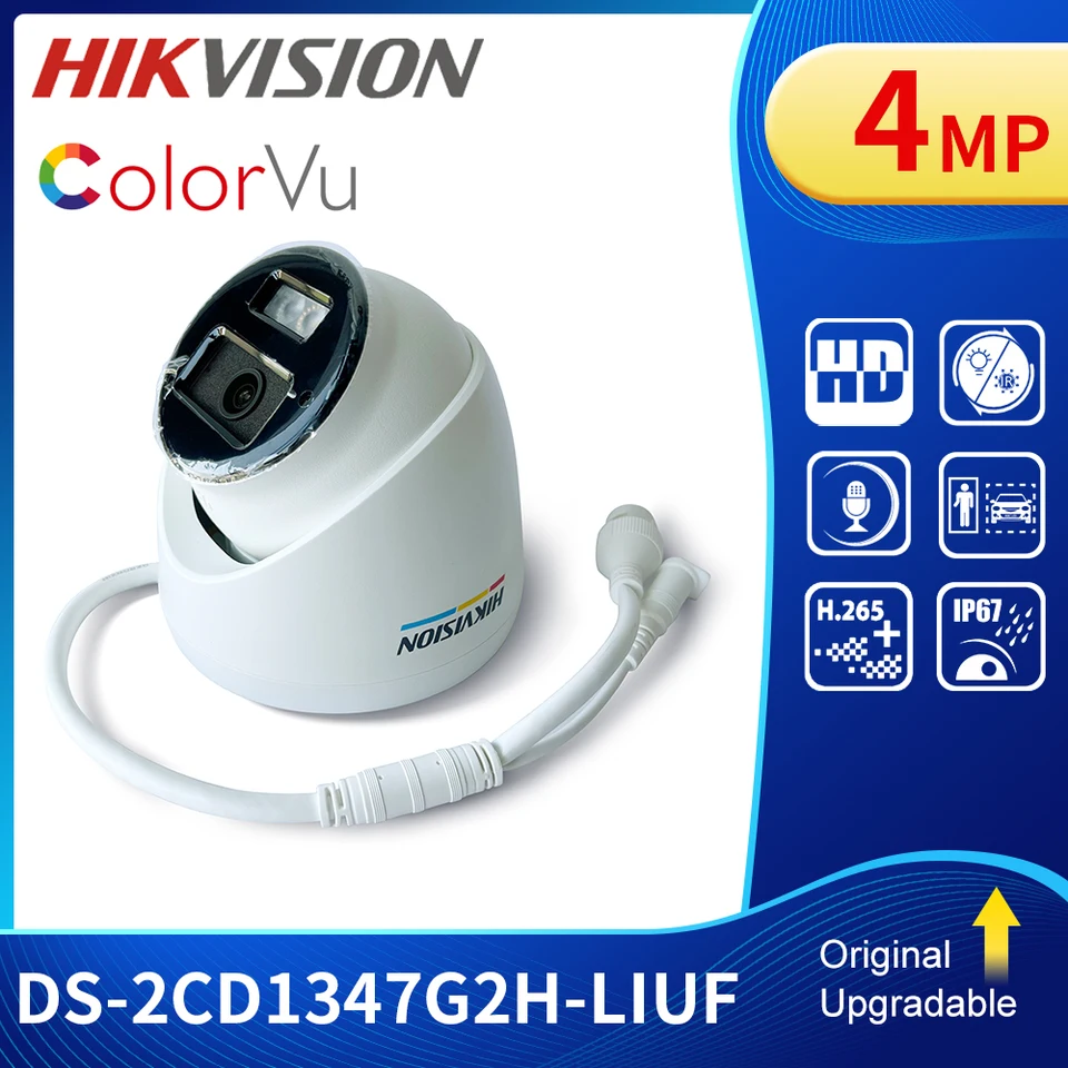 H IKVISION DS-2CD1347G2H-LIU 4MP COLORVU IP fotoaparát Poe inteligentné hybridné svetlo IR IP67 Vstavaný mikrofónny CCTV bezpečnostný fotoaparát