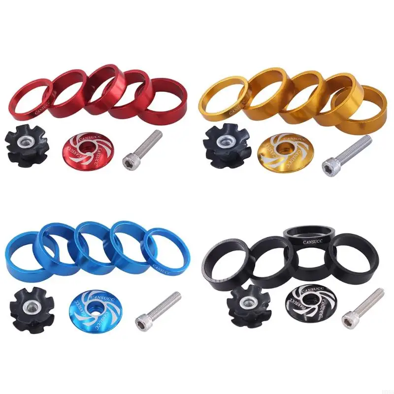 H053 1Set headset bicykel hladky SPACERS SPACERS PREDNÁ VILLY STEM Kruh tesnenie sada čiernej červenej modrej farby 4 farba 4