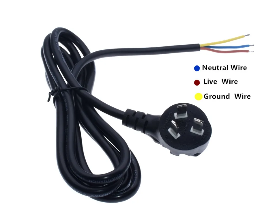 H05VV-F 3G 1,5 mm 3pinový napájací kábel s otvoreným zapojením, výmenný kábel 3M s otvoreným koncom, Pigtail Open Cable Au/CN Muž